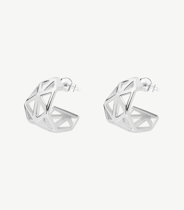 Yantra silver cuff earrings